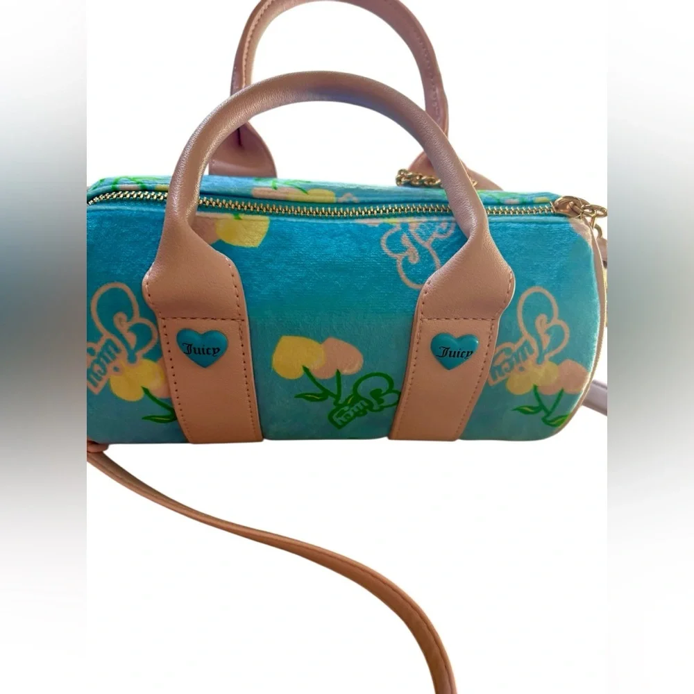 Juicy Couture Retro Cherry Mini Bag Retro Blue Yellow Multi Crossbody NWOT✅‎